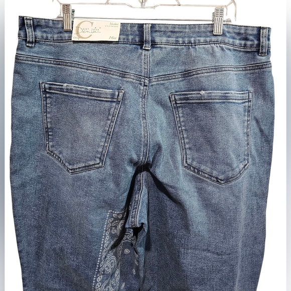 Cato Est. 1946 Denim Blue Boho Patterned Women Hi-Rise Crop Jeans Size 16W NWT - Picture 5 of 16